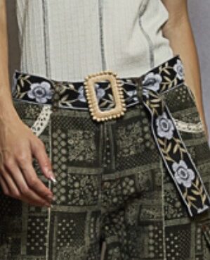 Boho Belt Floral Black/Cream